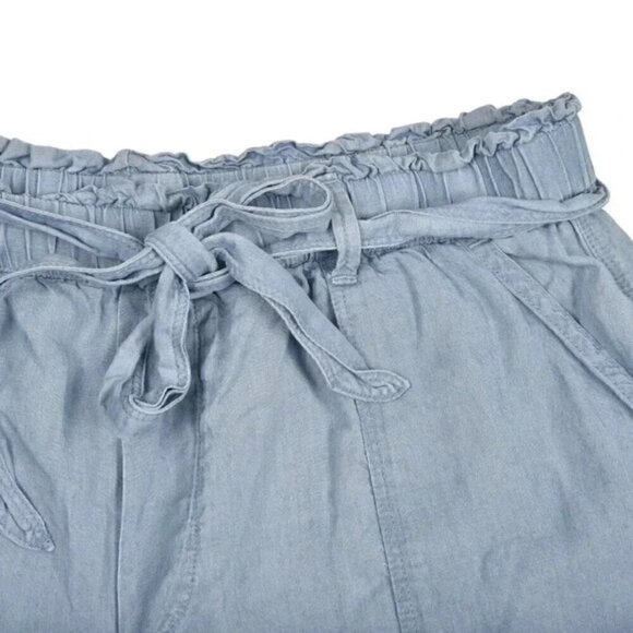 Aerie Shorts Chambray 100% Lyocell Blue Tie Front Paper Bag Camp Blue Large - Picture 4 of 7